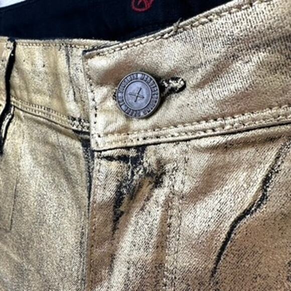 Sinclair Manufacturing Metallic Gold Pants Size 30 Modern Glam Statement - Picture 2 of 9